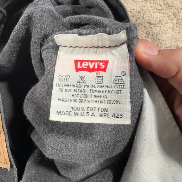 Vintage Levis 501 Jeans Mens 35X34 Black Straight Button Fly Denim Pants 90s USA - Picture 6 of 13